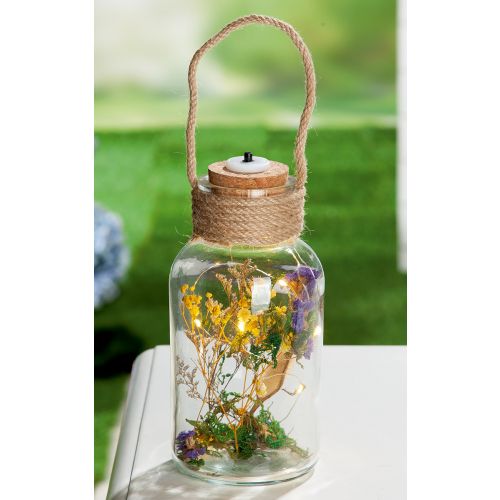 Glas LED Flasche mit Trockenblume